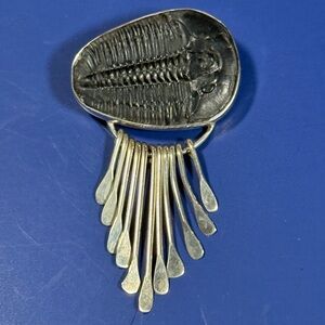 Vintage 925 Sterling Silver Trilobite Fossil Brooch – 2.5” – Pin & Pendant Hook